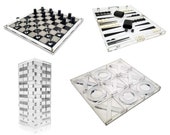 Luxe Acrylic 4 Game Set - Backgammon - Checkers - Tower Stacking - Tic Tac Toe