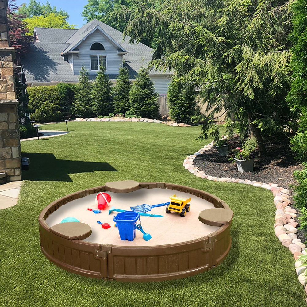 4ft Round All Weather Resistant Outdoor Sandbox Kit W/cover Etsy Canada