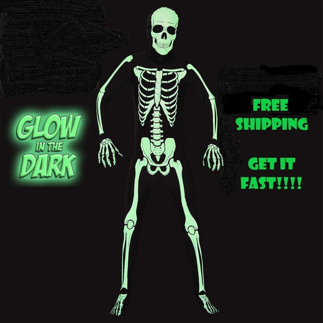 Glow in the Dark Skeleton Costume for Halloween Full Body Etsy
