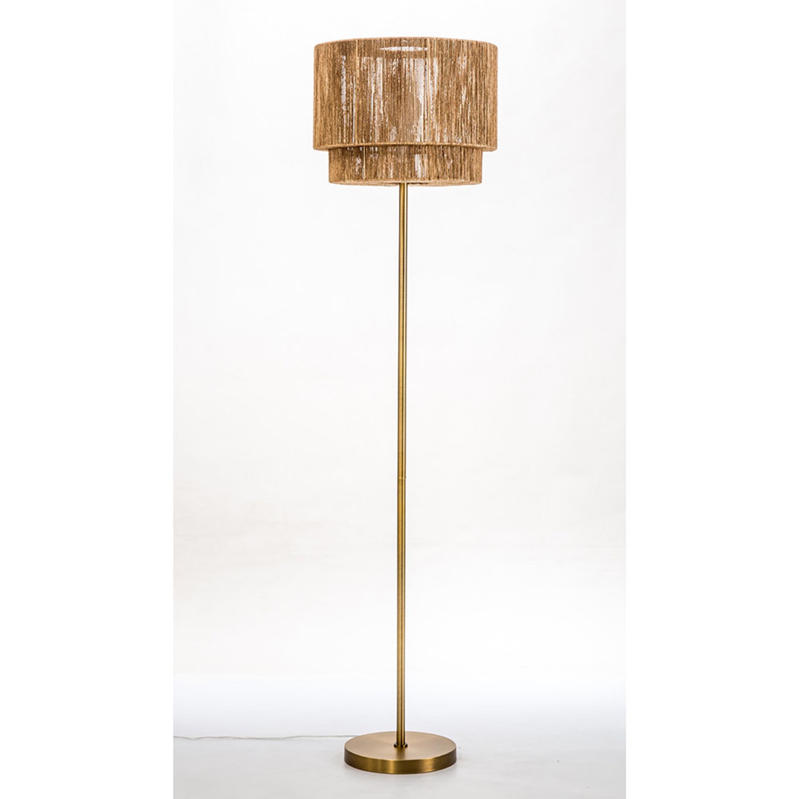 Soho Jute Golden Brass Floor Lamp W/natural Jute Rope Shade Etsy
