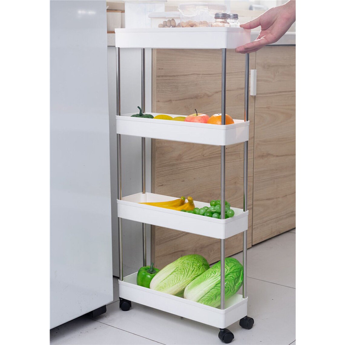 4tier Narrow Sliding Storage Organizer Rack Etsy
