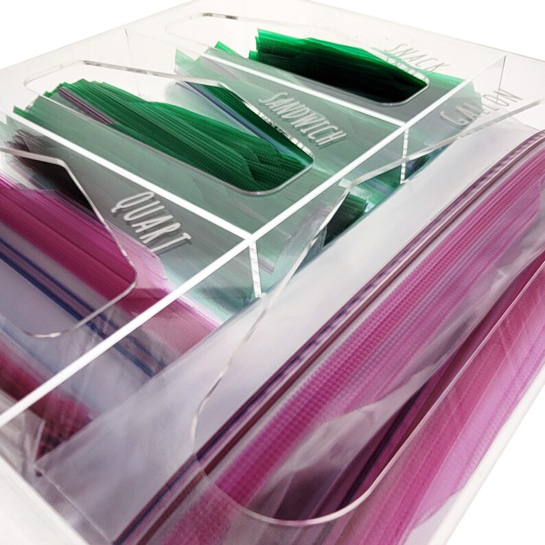 Acrylic Kitchen Drawer Zip Food Storage Bag Organizer Holder Etsy