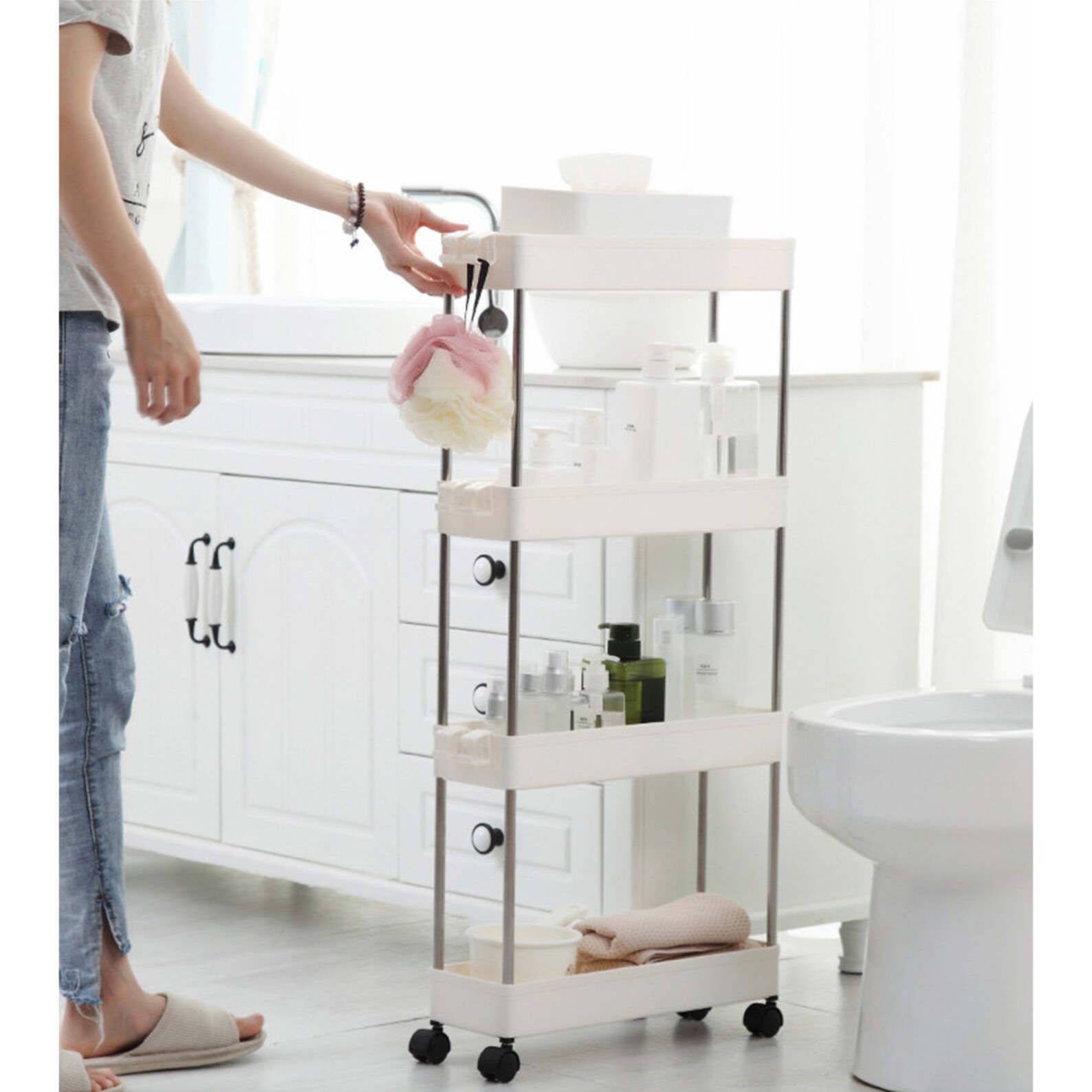 4tier Narrow Sliding Storage Organizer Rack Etsy