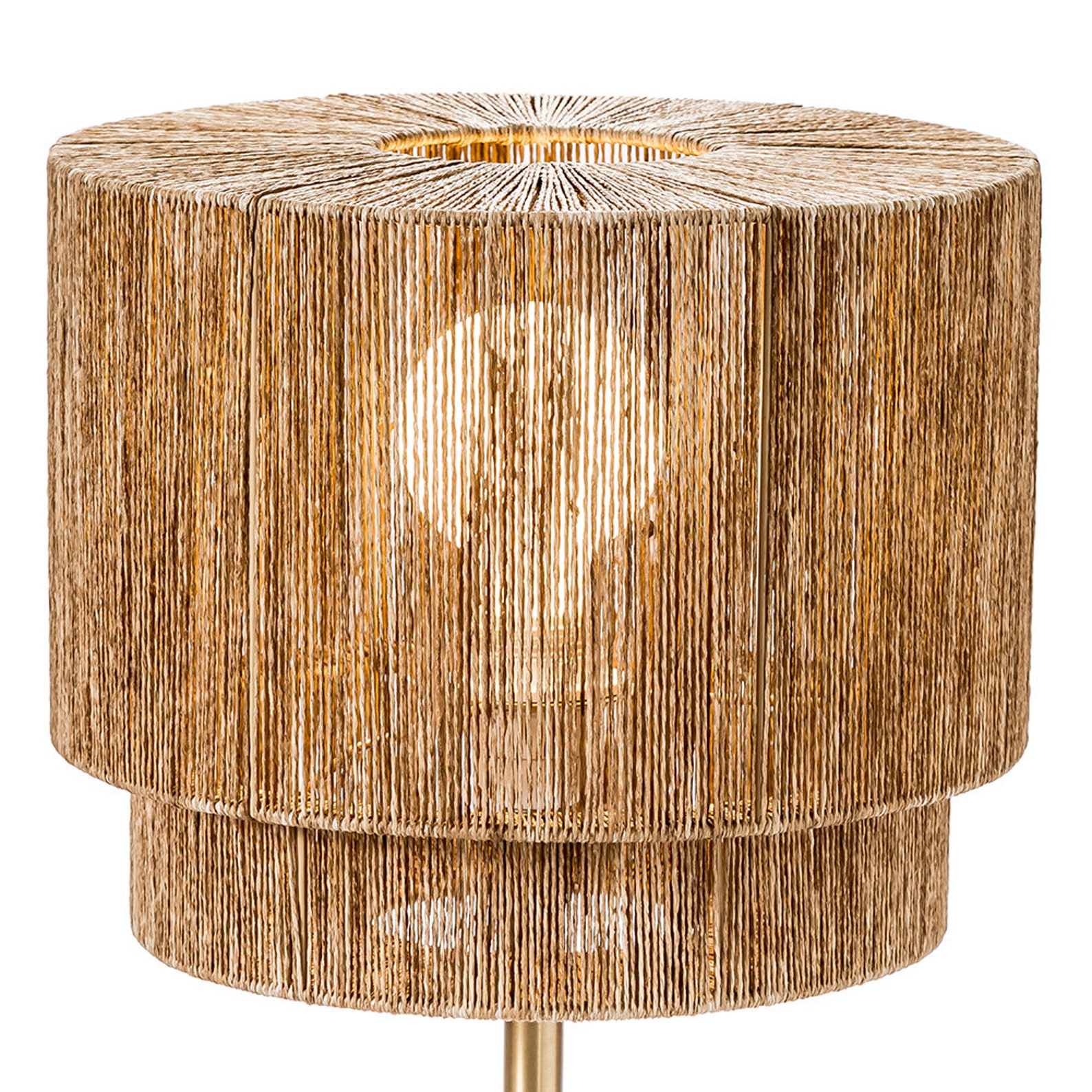 Soho Jute Golden Brass Table Lamp w/Natural Jute Rope Shade Etsy
