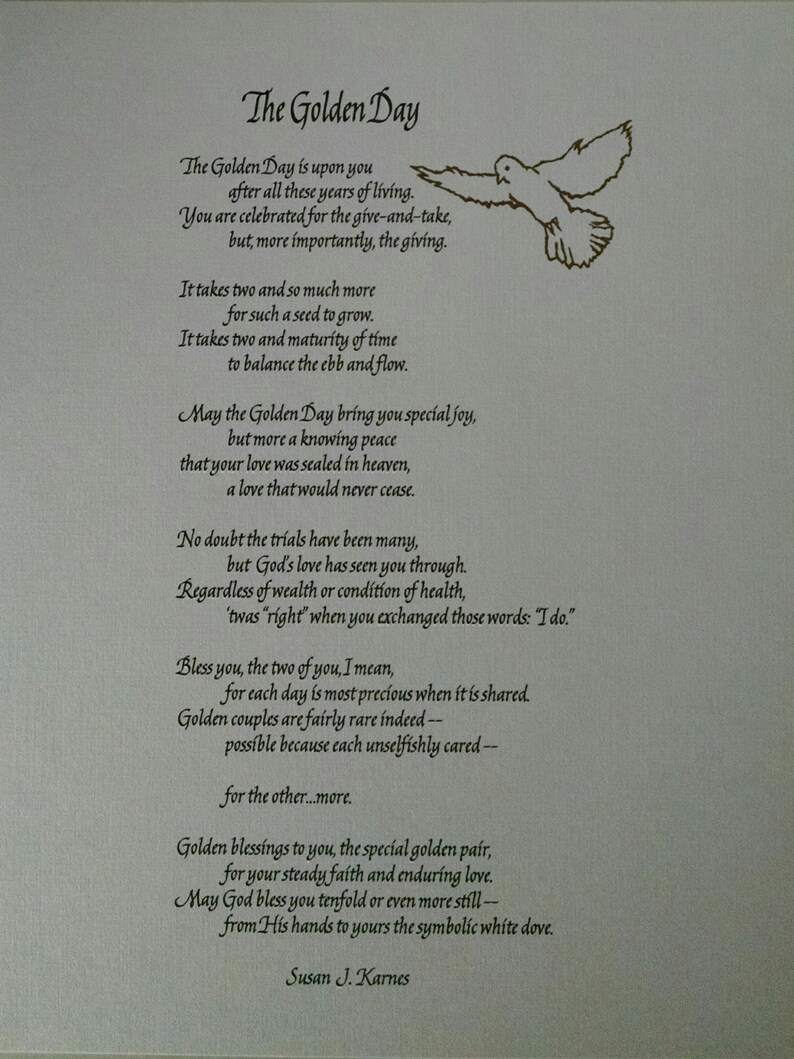 Golden Day Poem 50th Anniversary U Frame It Art Golden Etsy