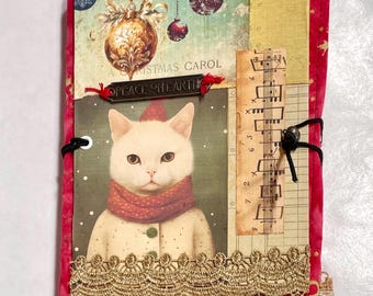 Handmade Christmas Journal - Cat Junk Journal