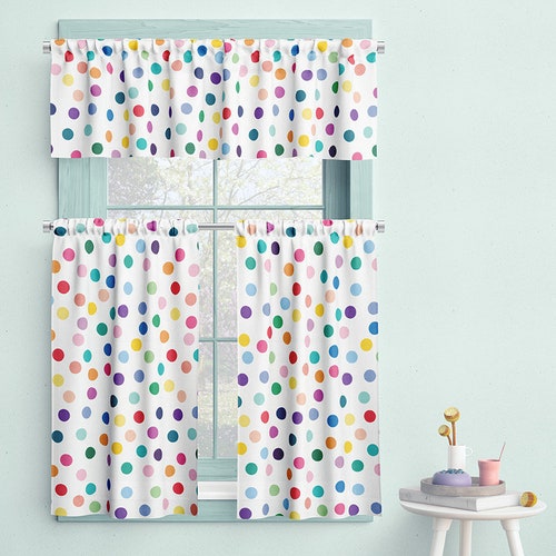 Polka Dots Curtain Valance Window Curtain. Baby Girl Nursery Etsy
