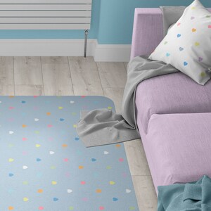 Kids Rug: Modern Gray Rug with Colorful Hearts