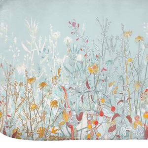 Farmhouse Floral Bath Mat with wildflowers. Blue Bath Mats And Rugs, Large Or Small Bathroom Mats, Floral Bathroom Decor, Wedding Gift