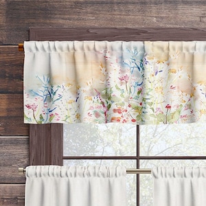 Watercolor Wildflower Window Valance: Rustic Floral Home Decor, Durable Poplin Fabric (Multiple Sizes, Light Filtering)