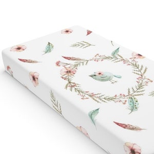 Nursery Changing Pad Cover For Diaper Change Mat - Pink Floral Machine Washable Jersey Knit Fabric