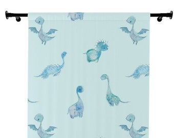 Mint Dinosaur Blackout Curtain: Baby Boy Nursery Decor