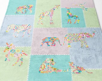 Nursery Bedding Animal BLANKET. Safari minky Blanket Bedroom Decor. Baby Bedding Crib blanket. Animal Lovers Gift. Girl Decor Pram Blankets.