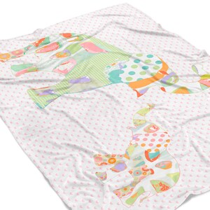 Elephant Baby Blanket: Soft Minky Throw, Girl Nursery Bedding