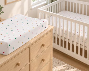 Nyfödd sängkläder set, spjälsängslakan och skötbädd, utmärkt present till nyfödda, babyrumsinredning