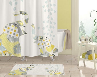 VANSEEING Yellow Gray Shower Curtain Abstract Dandelion Bathroom Curtain Set Flower Floral Polyester Fabric Bathroom Decor Set 72x72inch