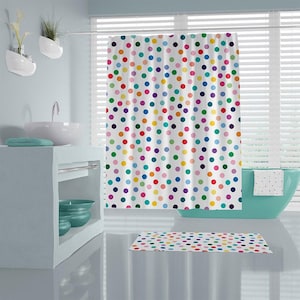 Polka Dot Kids Shower Curtain: Modern Children's Colorful Fun Bathroom Decor image 2