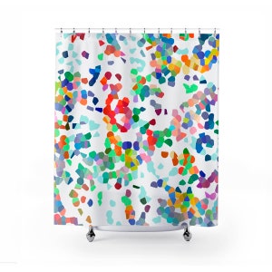 Funky Colorful Shower Curtain With Art Abstract Design - 72 x 84 Bathroom Curtain With Matching Bathroom Accessories