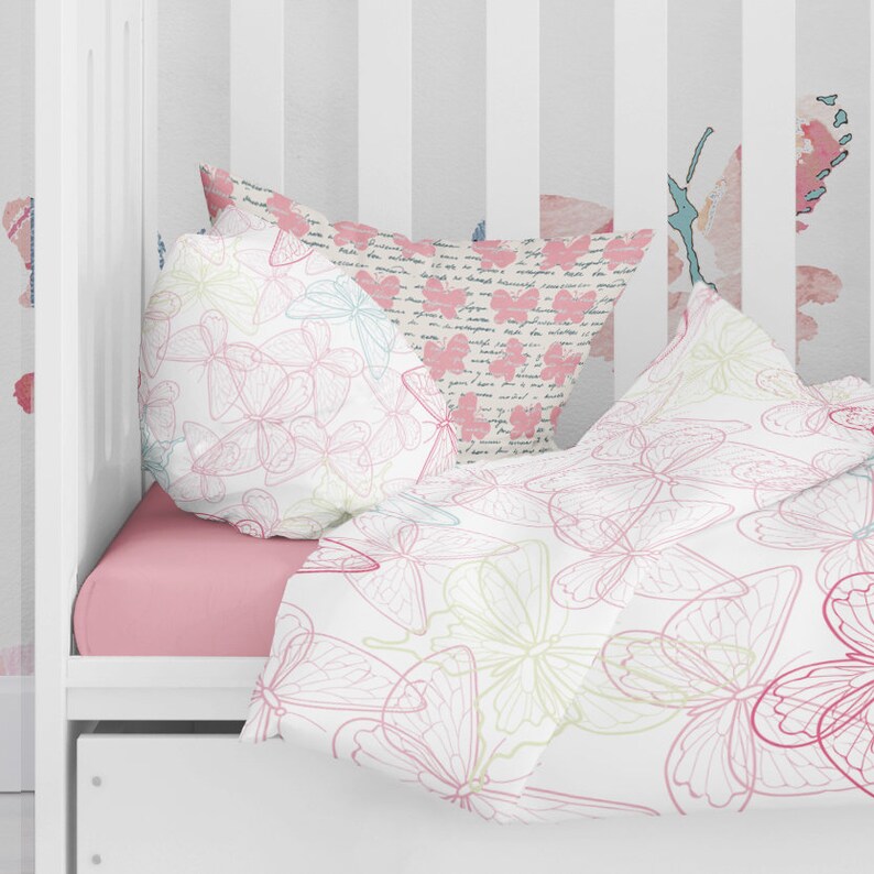 Butterfly Nursery Bedding. Girl Toddler Pink Bedding. Pink Etsy