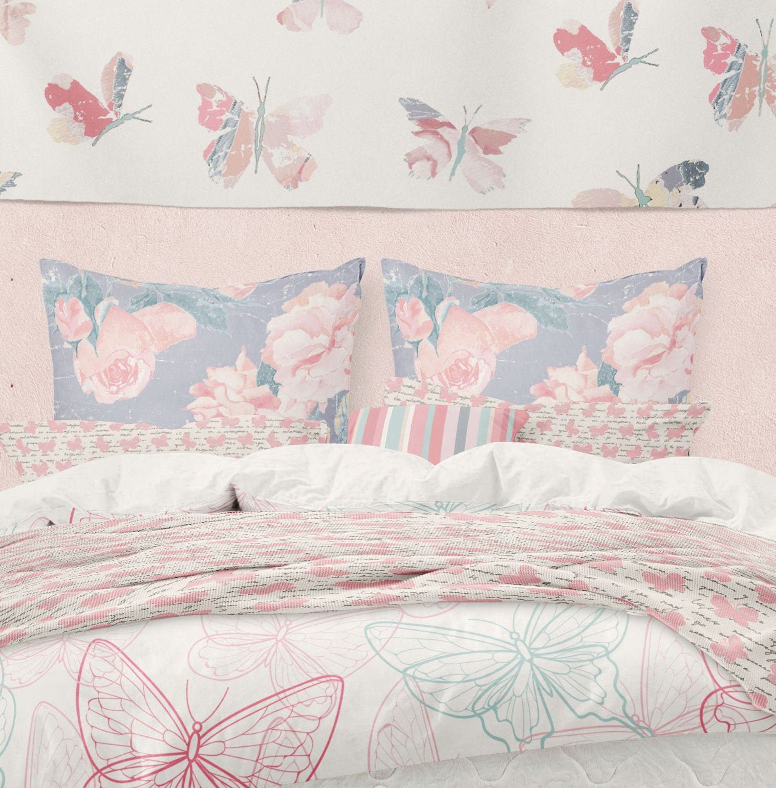 Butterfly Nursery Bedding. Girl Toddler Pink Bedding. Pink Etsy
