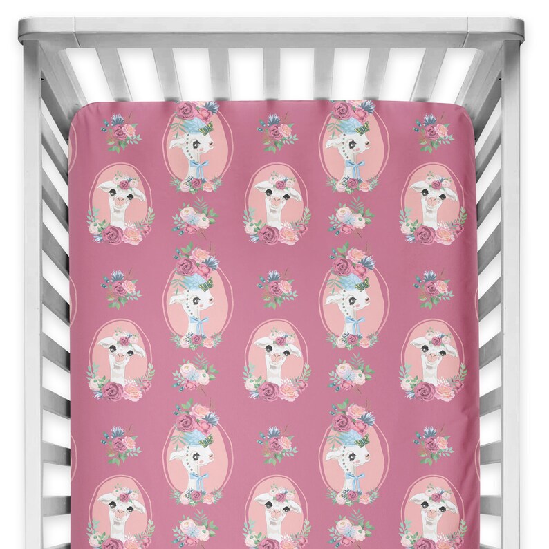 Llama Crib Sheets Cactus Fitted Crib Sheet Girls sheet Llama Etsy