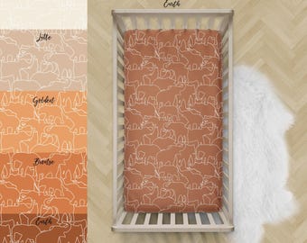 Elephant Safari Crib Sheet: Boho Baby Bedding Set, Soft Jersey Knit | Handmade, Deep Pocket Fit, Machine Washable