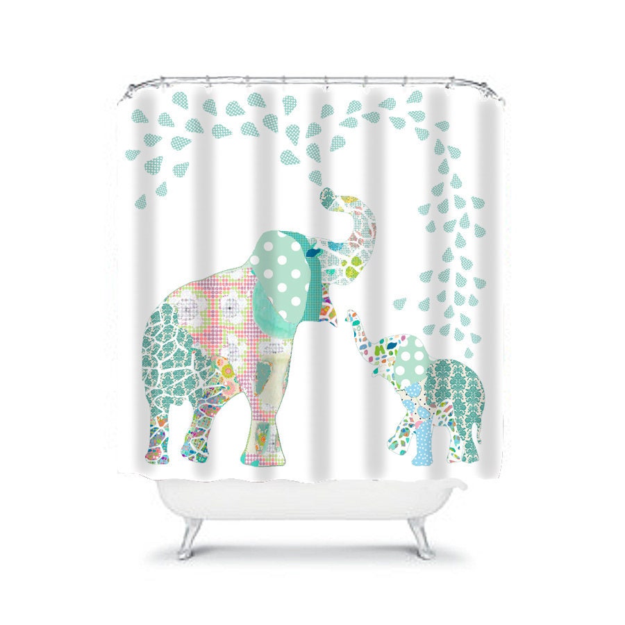 Modern Girls Bathroom Decor Abstract Elephant Shower Curtain Etsy