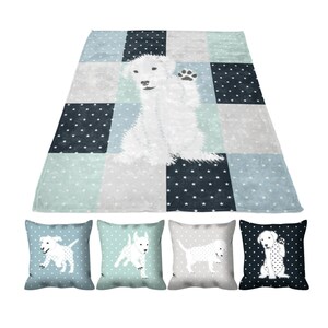 Boy nursery, baby blanket, puppy dog lover gift. Blue nursery crib blanket. Boys room decor dog blanket. Toddler boy minky security blanket.