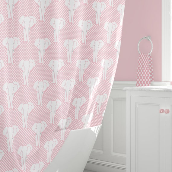 Pink Shower Curtain Elephant Shower Curtain Elephant Etsy