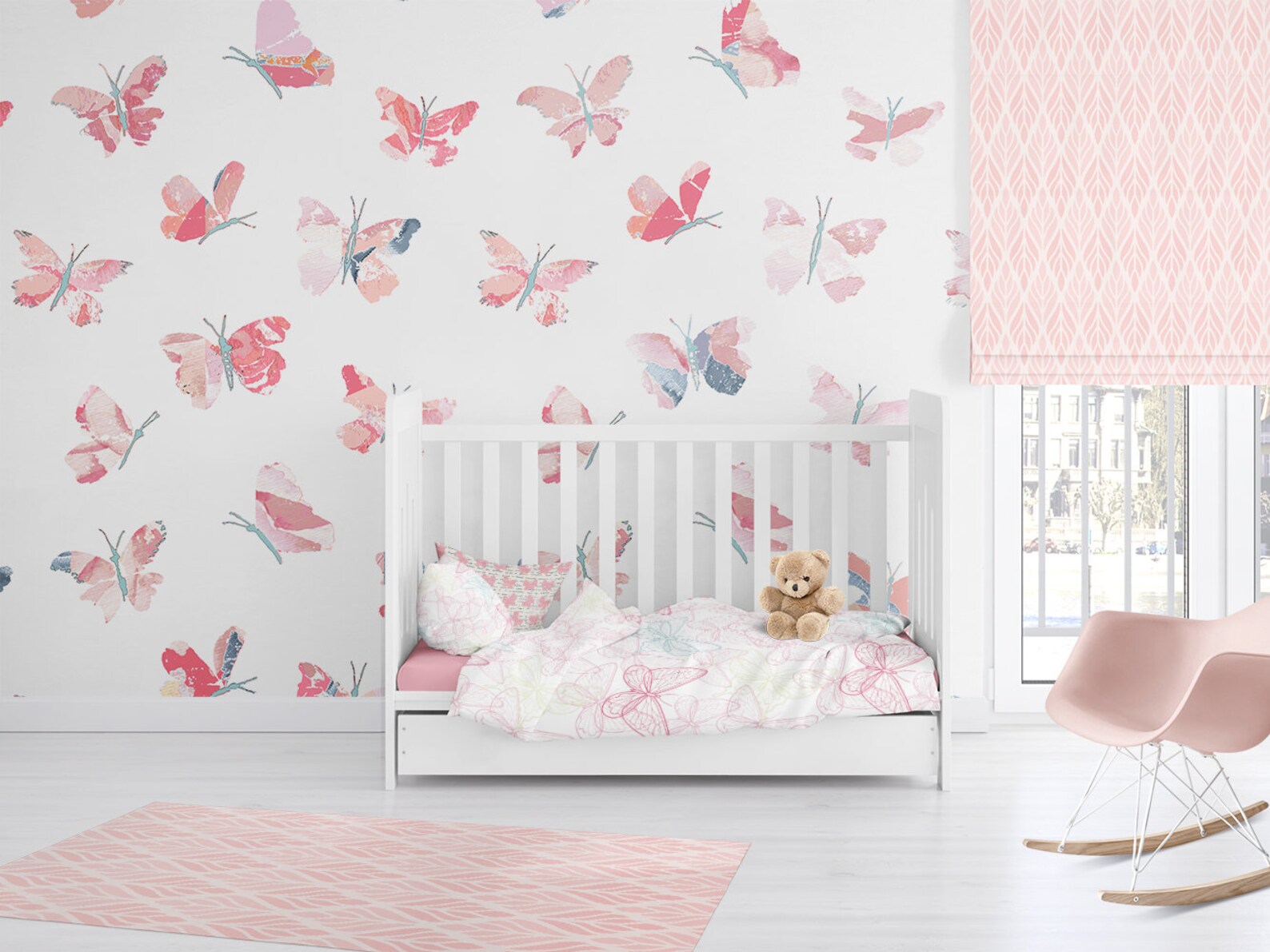 Butterfly Nursery Bedding. Girl Toddler Pink Bedding. Pink Etsy