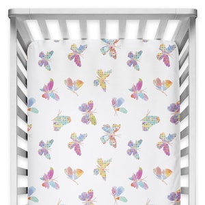 Butterfly Crib Sheet, Fitted Crib Sheet, Crib Sheets, Crib Bedding Baby Crib Sheet Baby Girl Crib Bedding Colorful Nursery Bedding