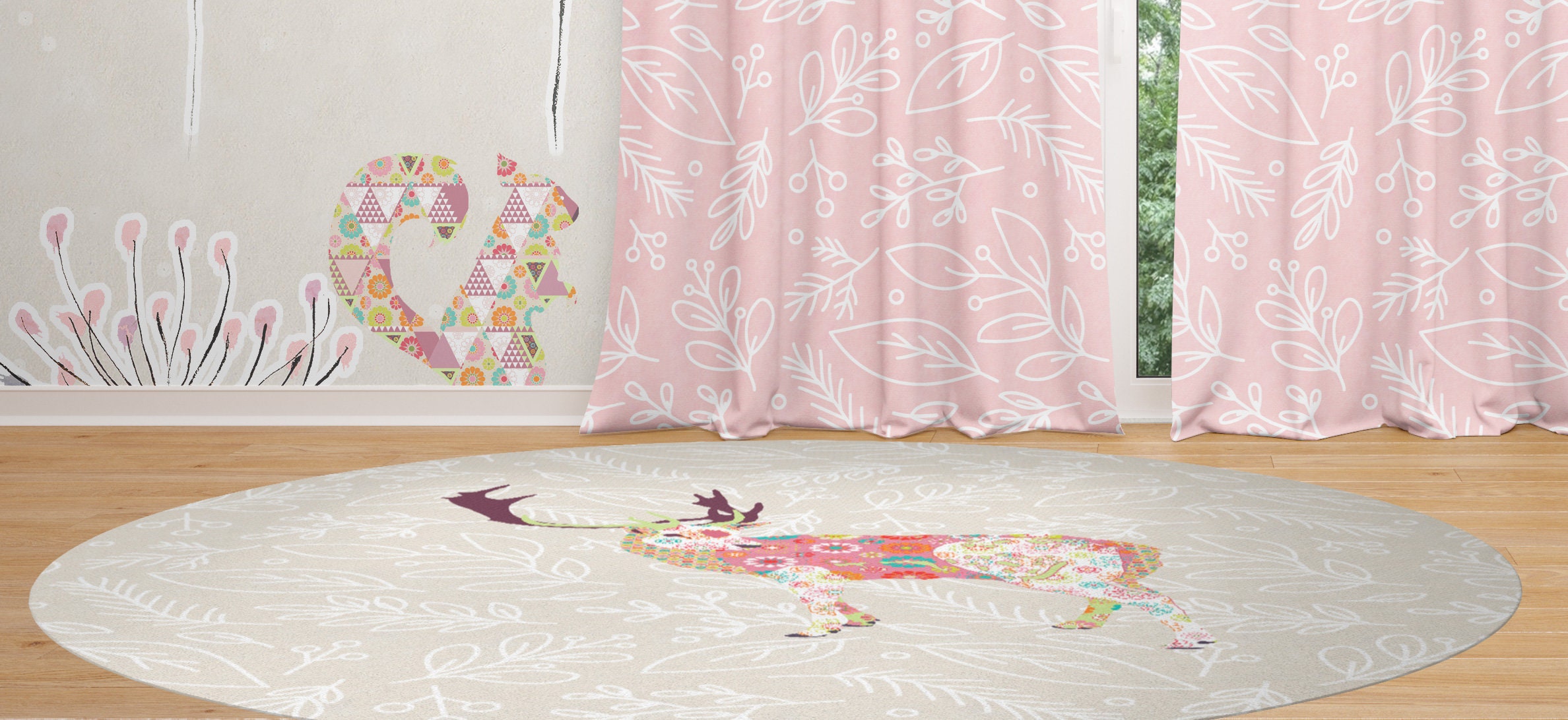 Pink Floral Nursery Window Curtains. Baby Girl Curtain. Pink Etsy