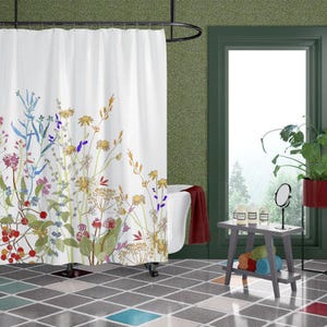 Farmhouse Floral Bath Mat: Wildflower Theme, Eco-Friendly Inks (Non-Skid, Quick Dry, Machine Washable Sizes) image 5