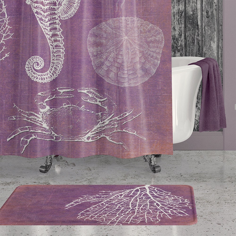 Bohemian Beach Bathroom Shower Curtain. Purple Bathroom Decor. Etsy