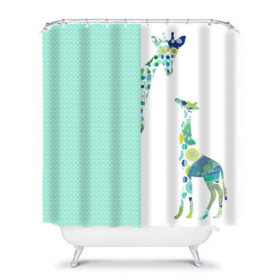 Giraffe Shower Curtain Kids Shower Curtain Kids Bathroom Etsy