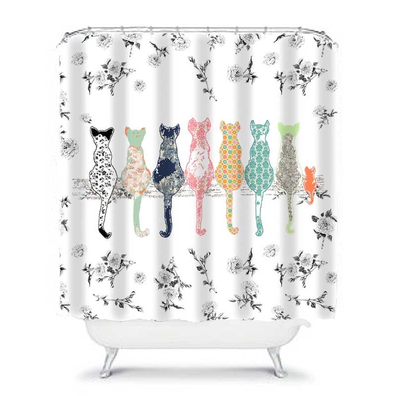 Whimsical Clown Cat Shower Curtain