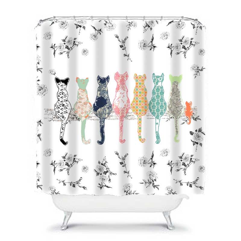 Cat Shower Curtain Shabby Chic, Chic Shower Curtains Uk
