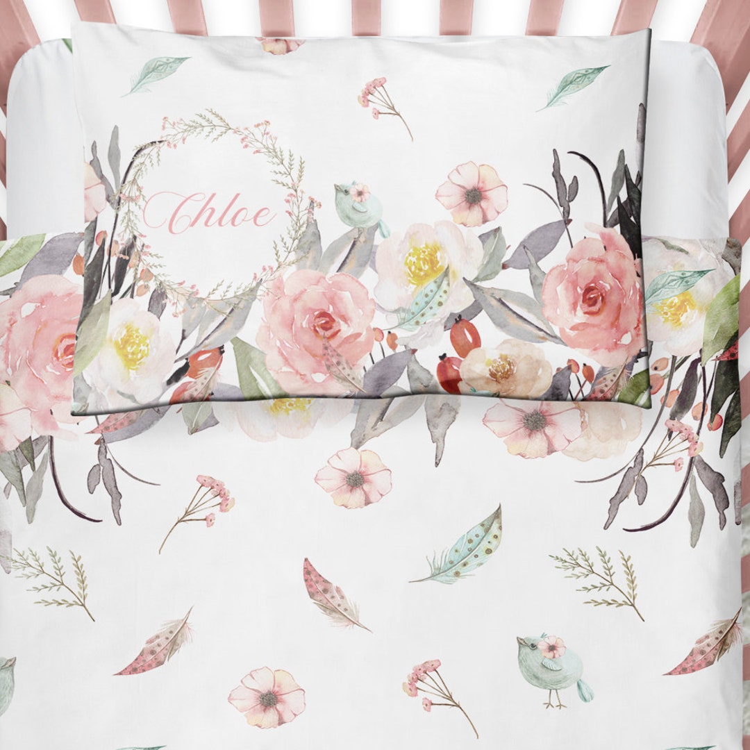Baby Girl Gift Pretty Boho Floral Crib Bedding Set & Toddler Etsy