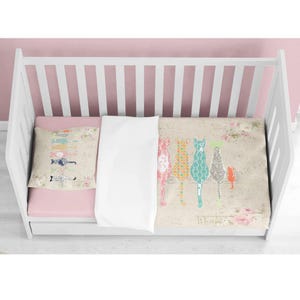 Cat Nursery Duvet Cover With Bed Pillows For Baby and Toddler Bedroom Decor: Soft Cotton, Machine Washable | Toddler Room Decor image 2
