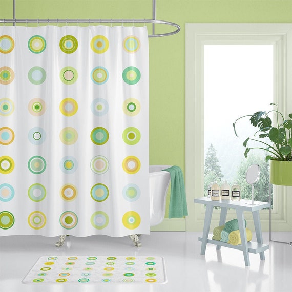 Gender Neutral Geometric Circles Shower Curtain Yellow Etsy