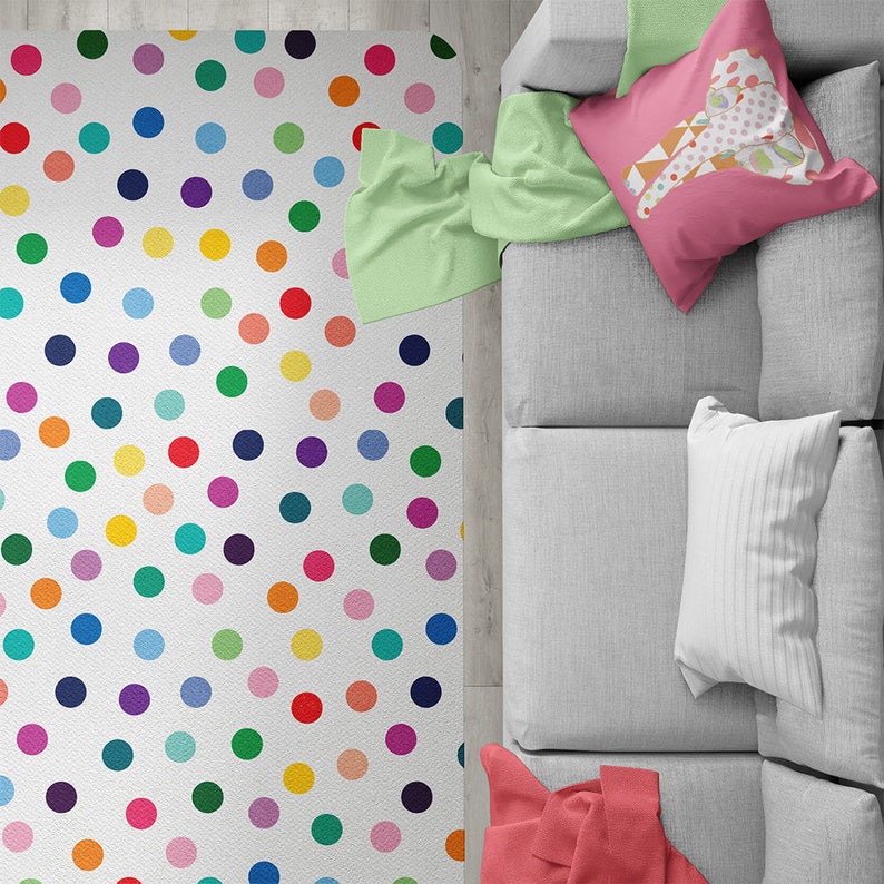 Polka dot play mat nursery area rug nursery decor dorm rug Etsy