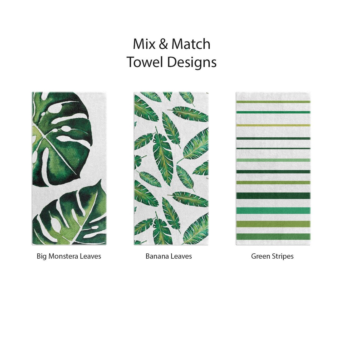GREEN Bath Towels Tropical Bath Towel Hand Towels Green Towels Tropical