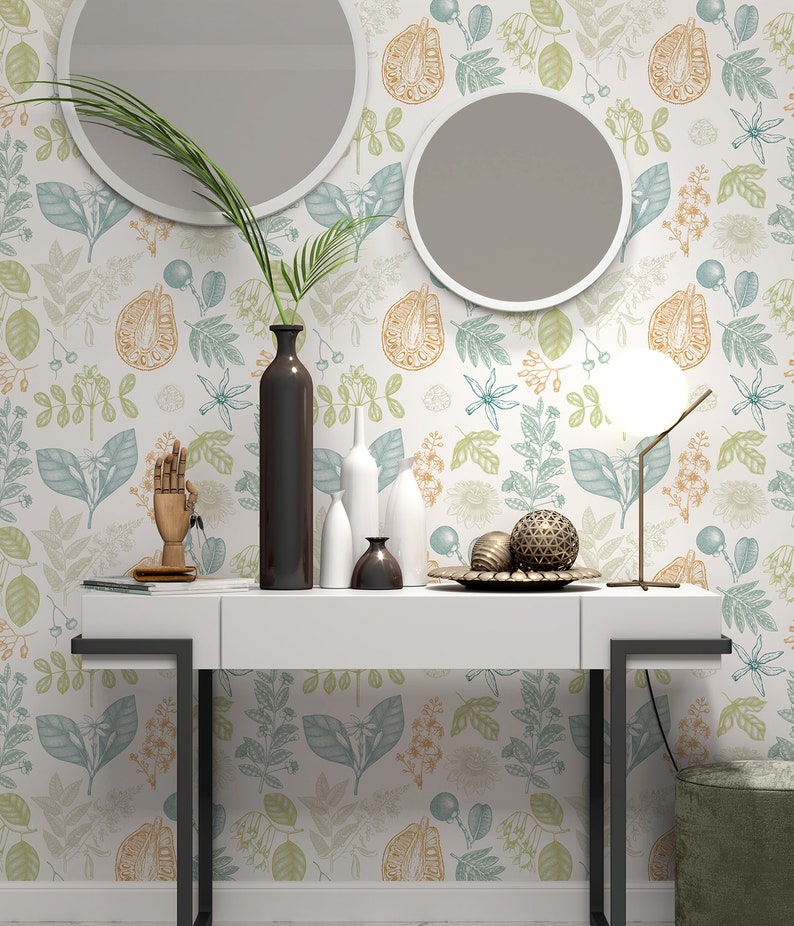 Removable Wallpaper With Botanical Green Leafy Green Nature - Etsy