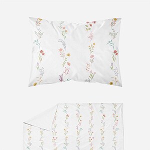 Boho Floral Cotton Sateen Duvet Cover Set: Farmhouse Inspired Bedding (Queen Size) image 4