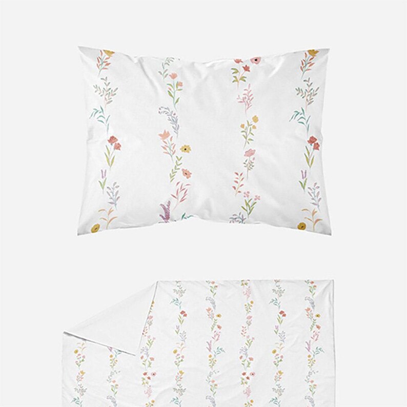 Boho Floral Cotton Sateen Duvet Cover Set: Farmhouse Inspired Bedding (Queen Size) image 4