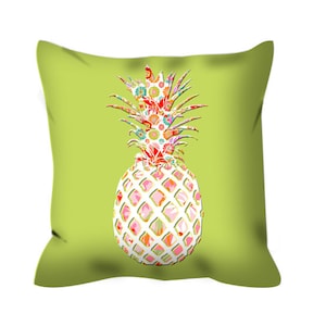 Almohada impermeable de color verde lima con estampado de piña tropical: juego de almohadas para exteriores a juego.