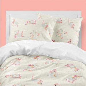 Toddler Girl Bedding Puppy Dog Print: Playful Puppy Design - Microfleece Comforter, Pillowcase & Fitted Sheet Set, Easy Care image 1