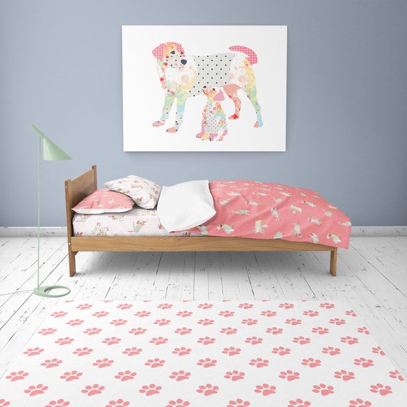 C Rug Paw Print Play Mat Puppy Decor Nursery Area