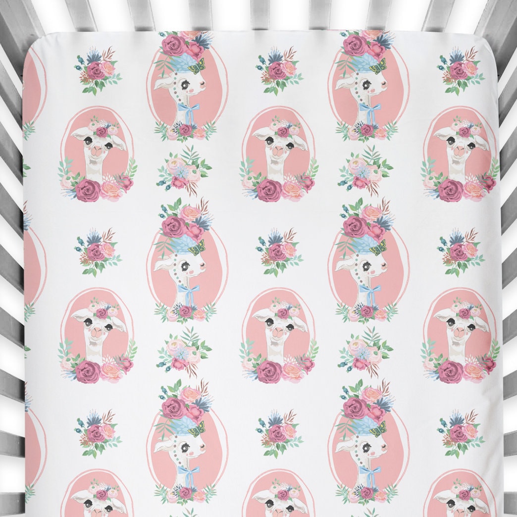 Llama Crib Sheets Cactus Fitted Crib Sheet Girls Sheet Llama Etsy
