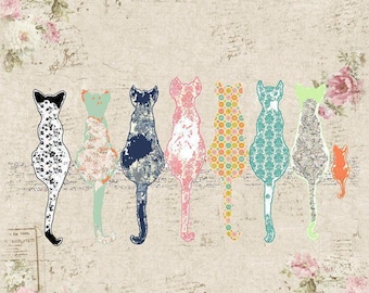 Cat Shower Curtain: Shabby Chic Rose Motif - Extra Long, Textured Polyester, Mold Resistant Bathroom Decor